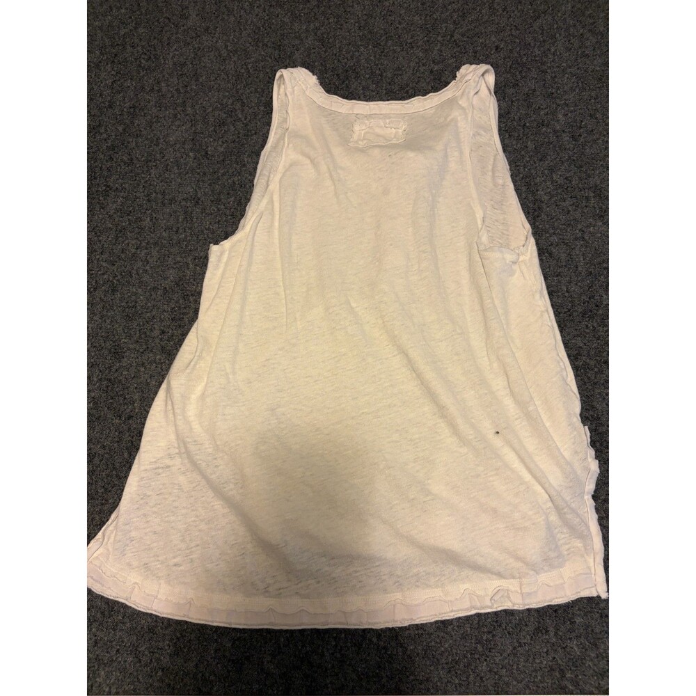 We The Free Love Language Henley Tank XL White Linen Cotton Raw Edge Free People - Picture 5 of 7